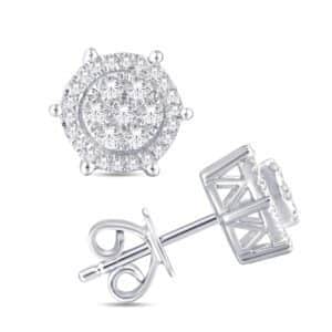10 Karat White Gold 0.25 Carat Diamond Round Earrings
