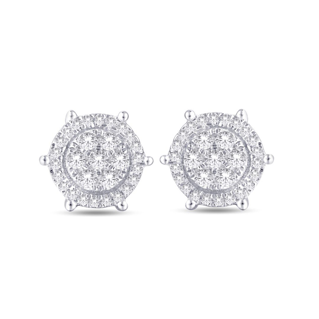 10 Karat White Gold 0.25 Carat Diamond Round Earrings - Image 2
