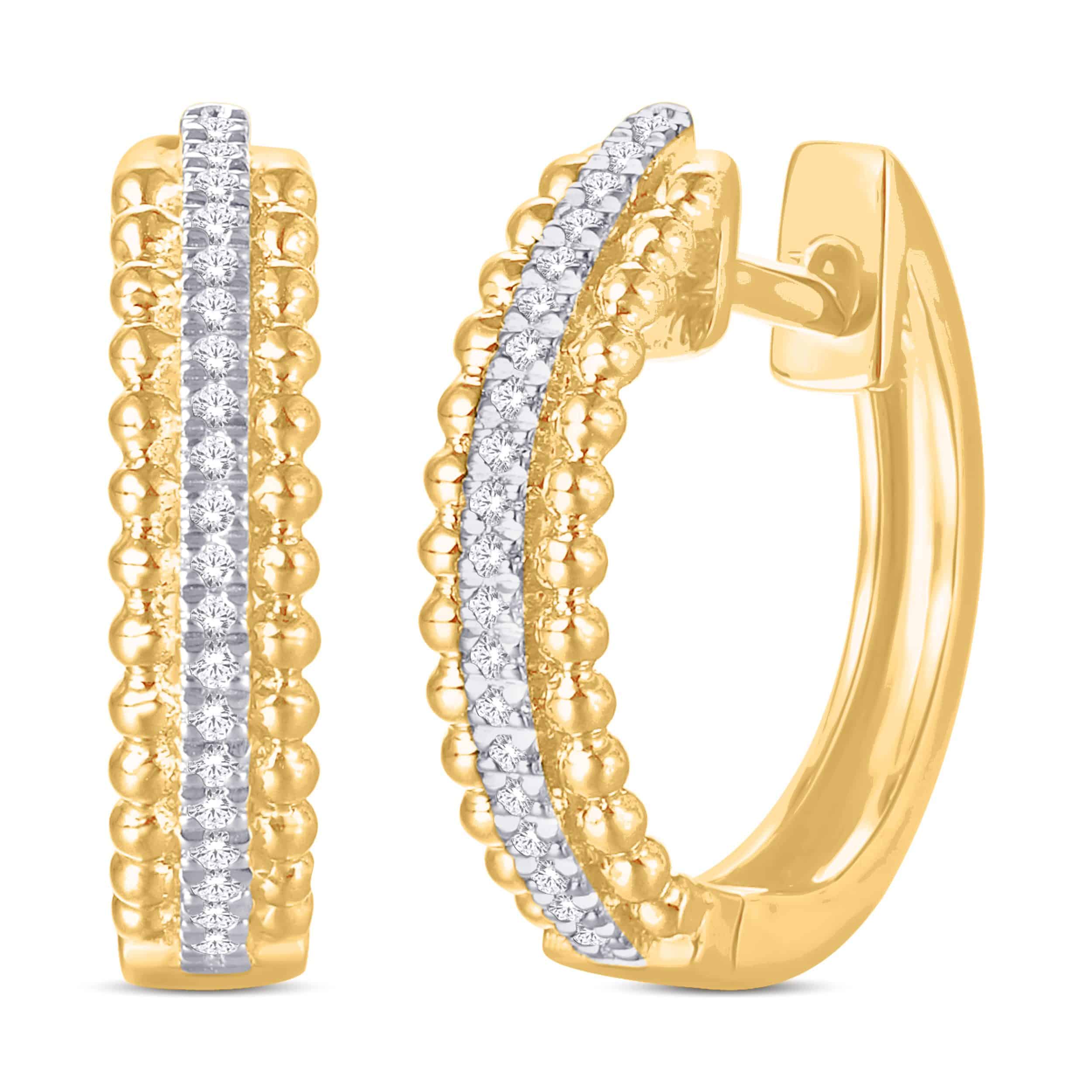 10 Karat Yellow Gold 0.07 Carat Diamond Classic Hoops
