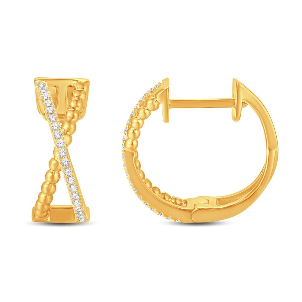 10 Karat All Yellow Gold 0.09 Carat Diamond Infinity Hoops