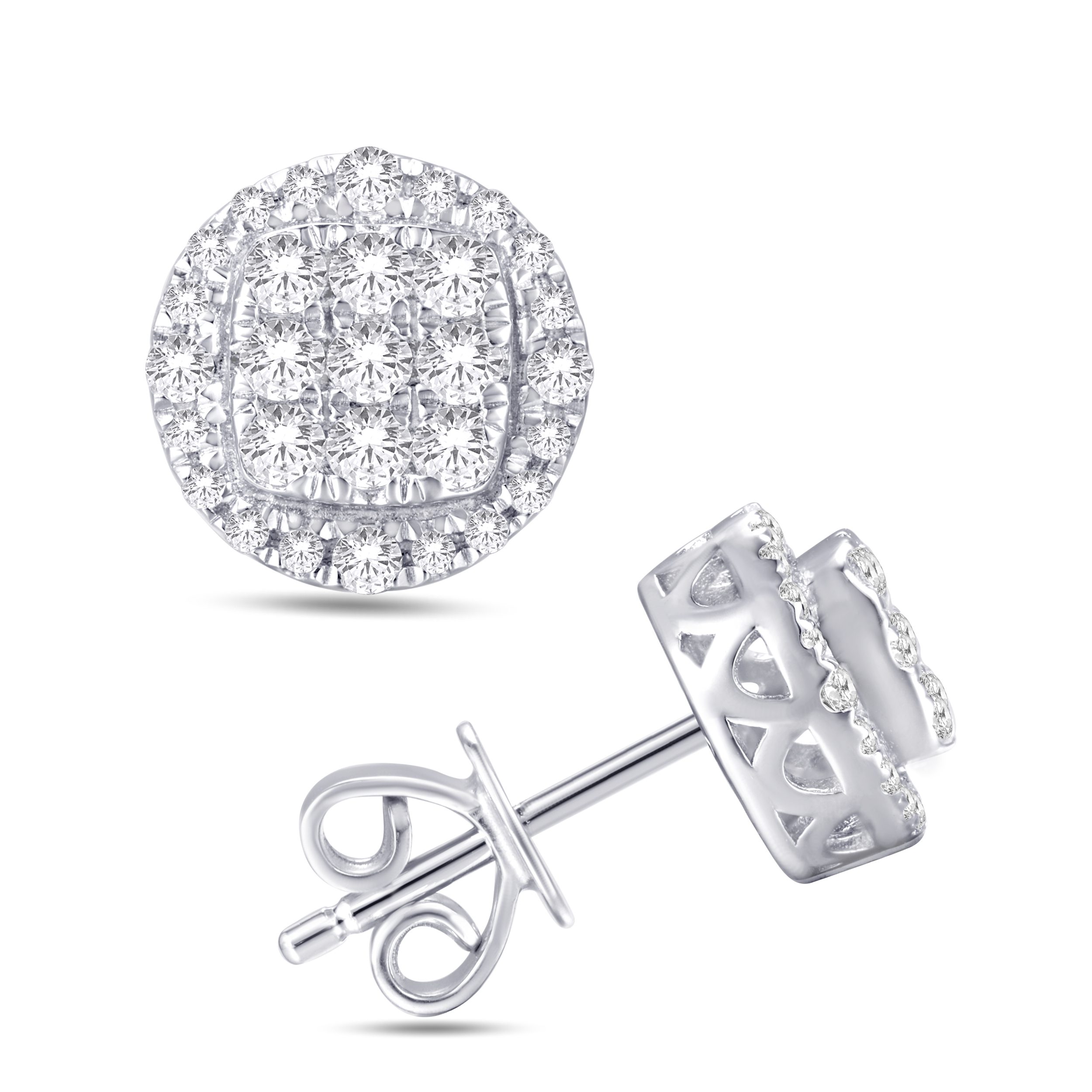 10 Karat White Gold 0.46 Carat Diamond Round Earrings