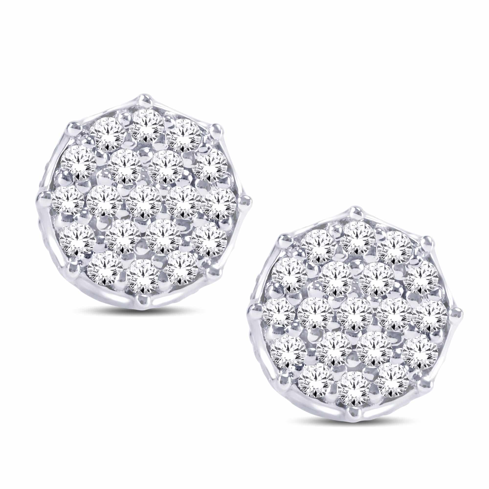 10 Karat White Gold 0.20 Carat Diamond Round Earrings - Image 2