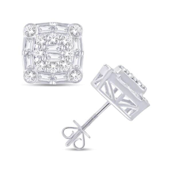 1.26 Carat Diamond Square Earrings