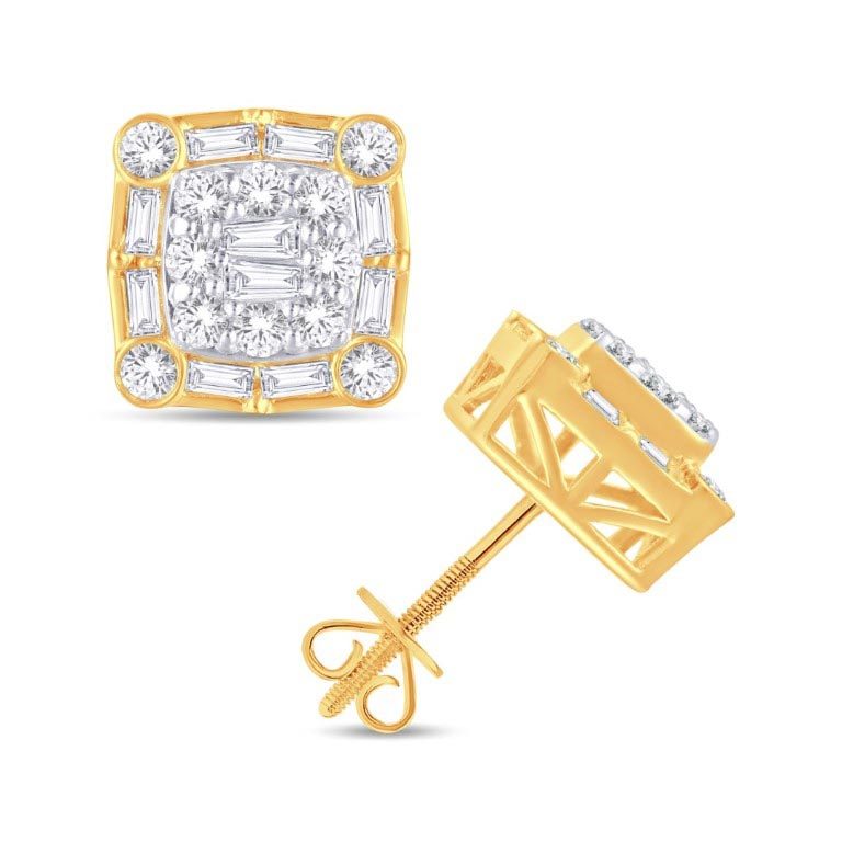 1.26 Carat Diamond Square Earrings - Image 3
