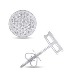 10 Karat White Gold & Yellow Gold 0.14 Carat Diamond Round Earrings