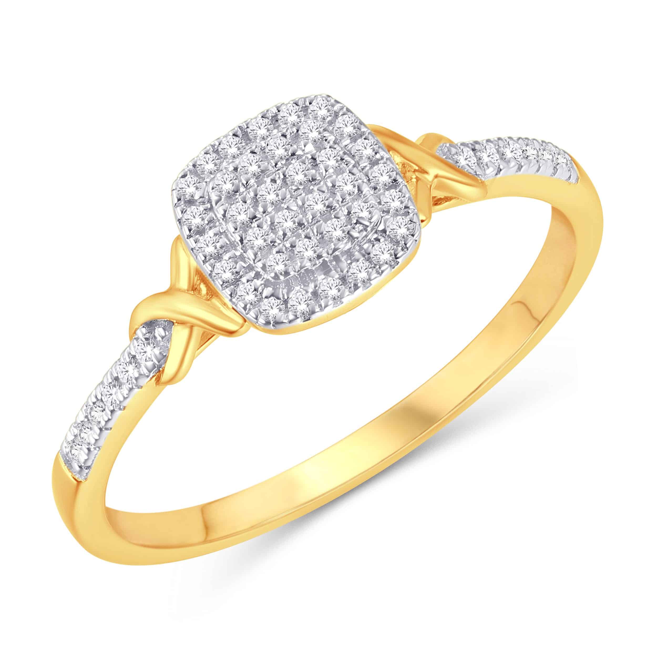 10 Karat Yellow Gold 0.12 Carat Diamond Cushion Ladies Rin