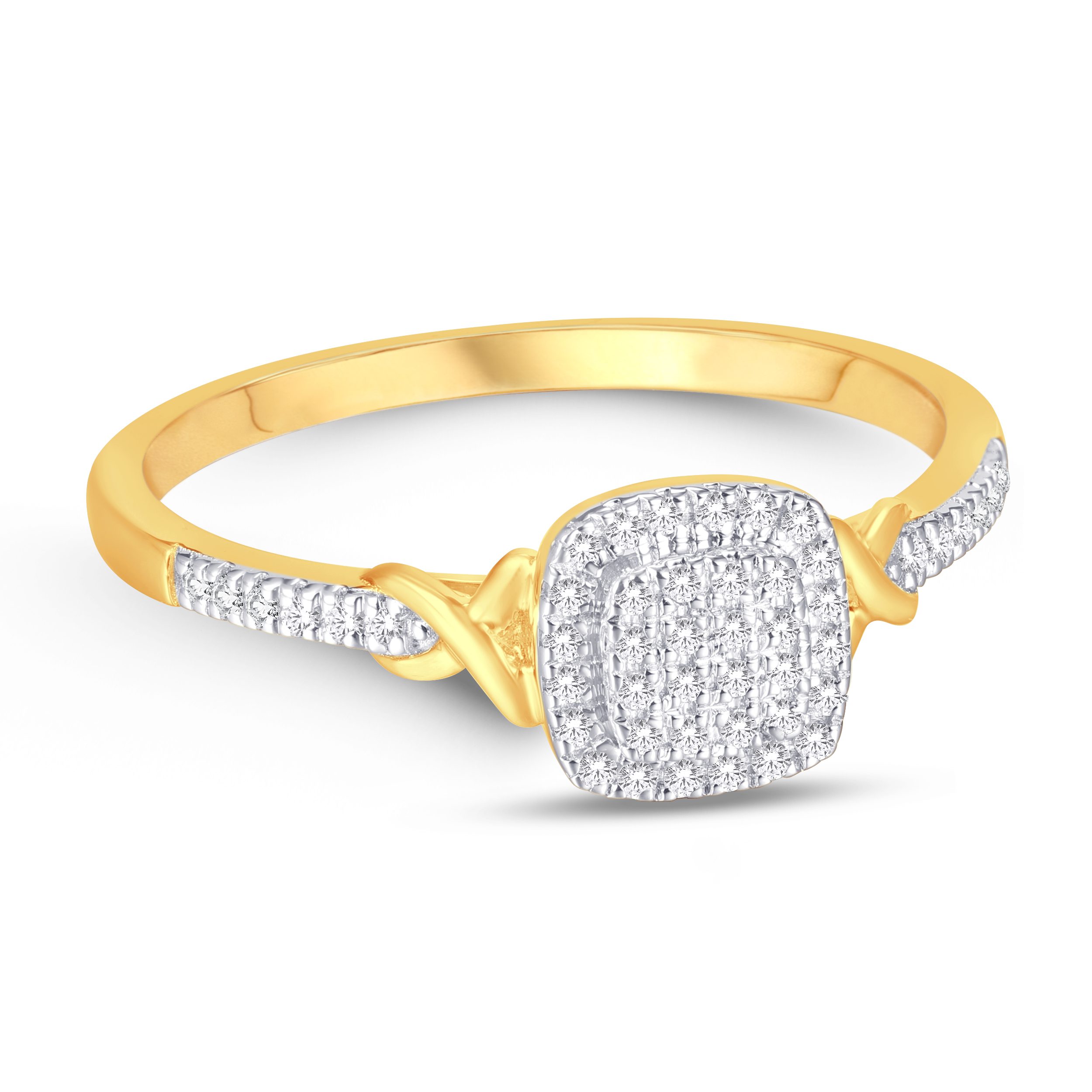 10 Karat Yellow Gold 0.12 Carat Diamond Cushion Ladies Rin - Image 5