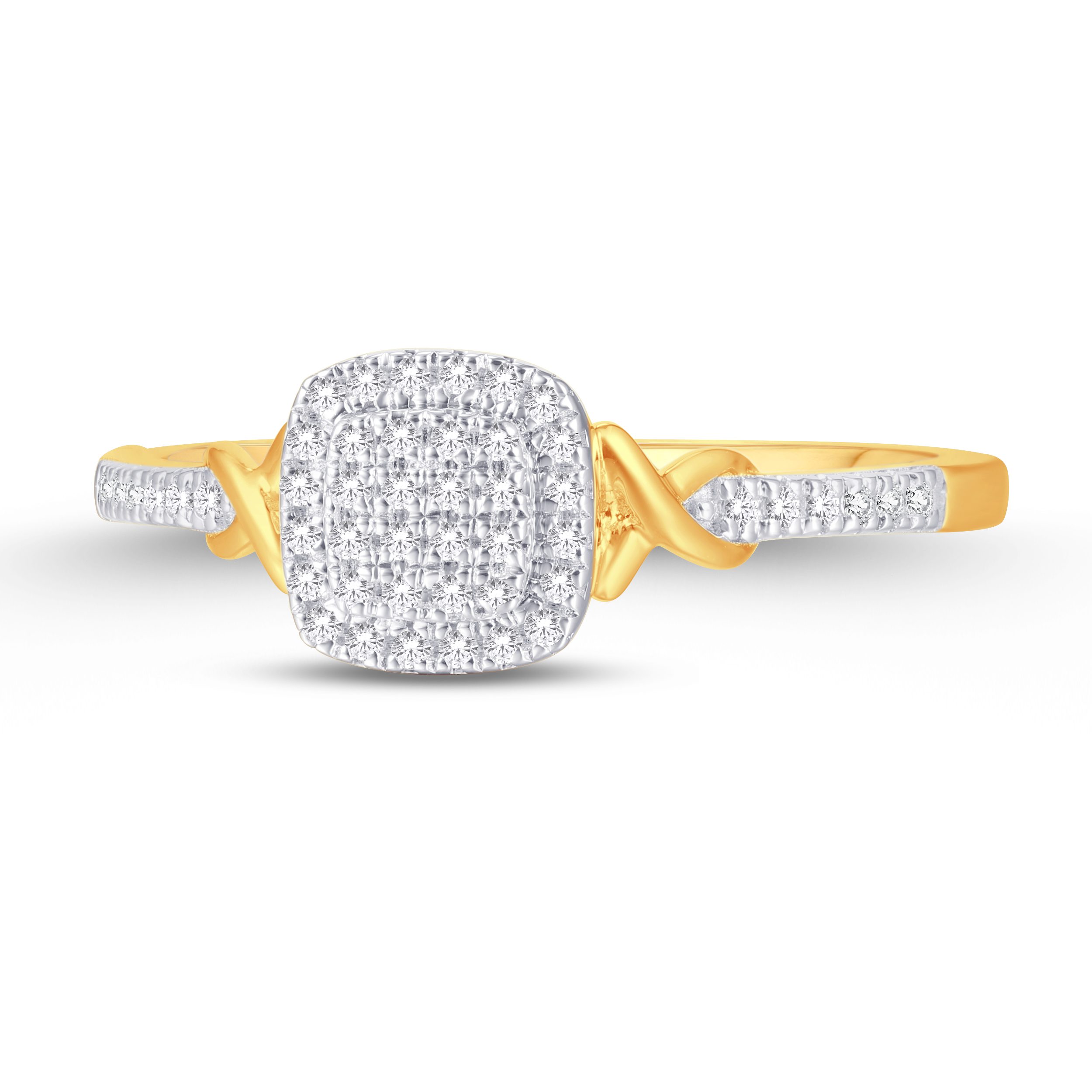 10 Karat Yellow Gold 0.12 Carat Diamond Cushion Ladies Rin - Image 4