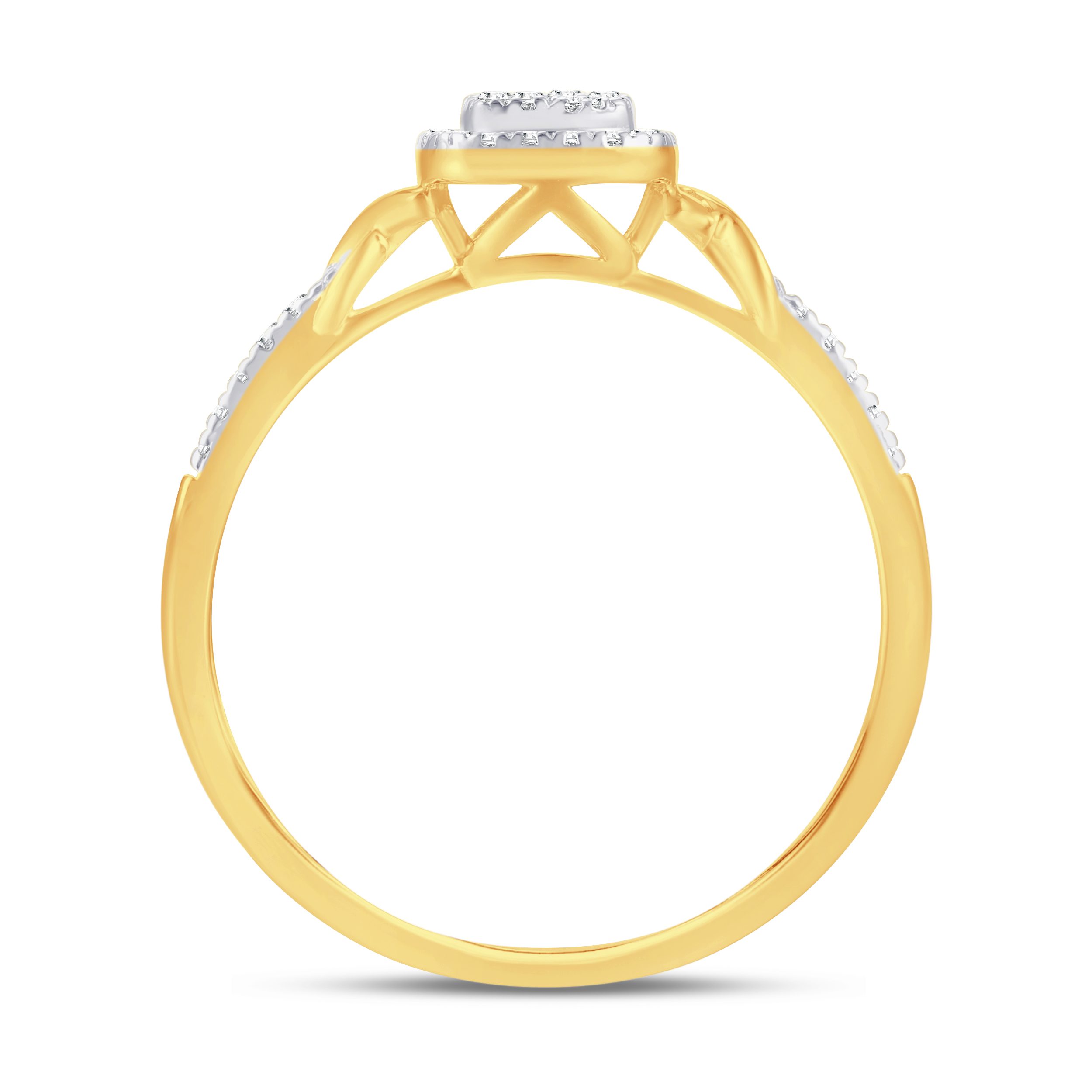 10 Karat Yellow Gold 0.12 Carat Diamond Cushion Ladies Rin - Image 2