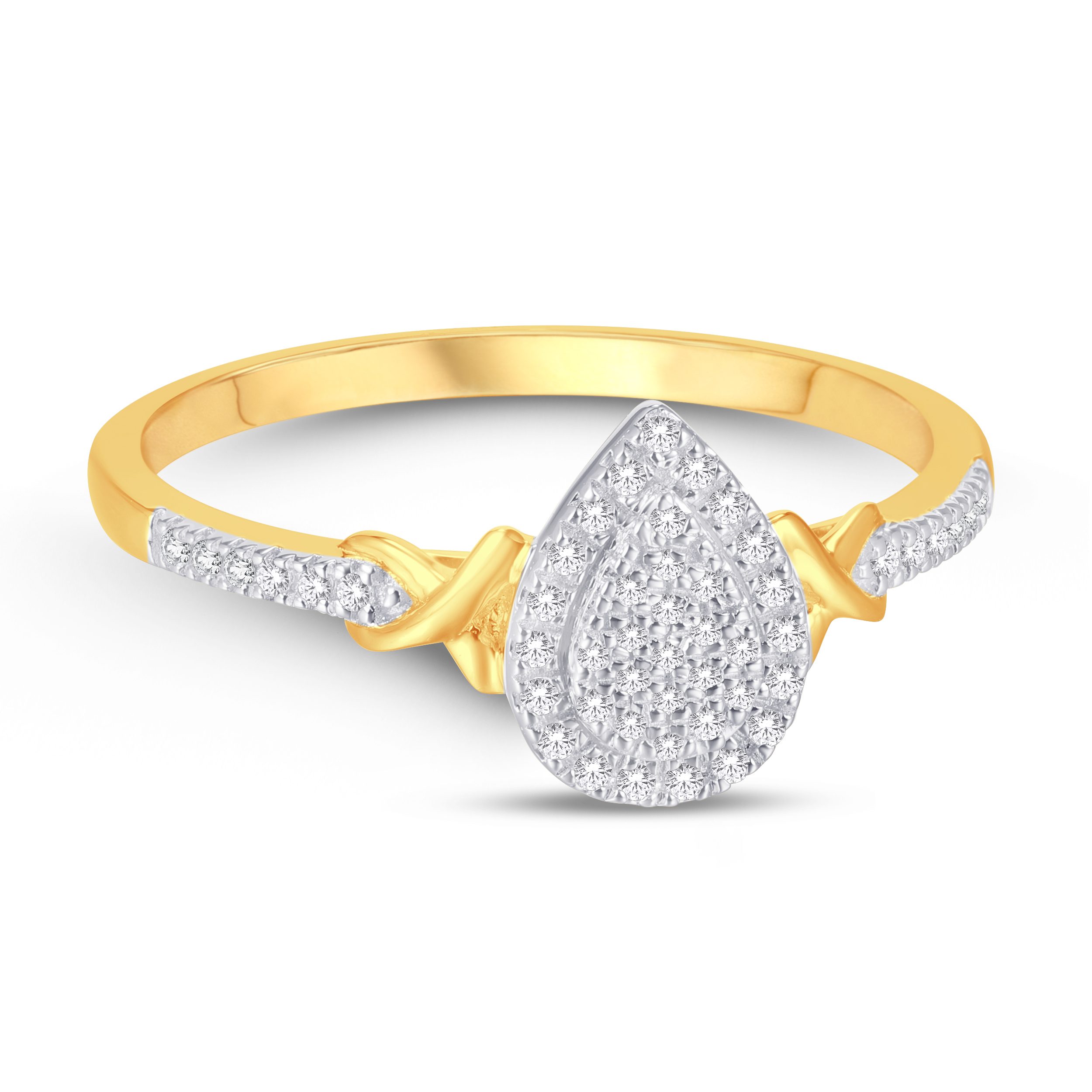 10 Karat Yellow Gold 0.11 Carat Diamond Pear Ladies Ring - Image 5