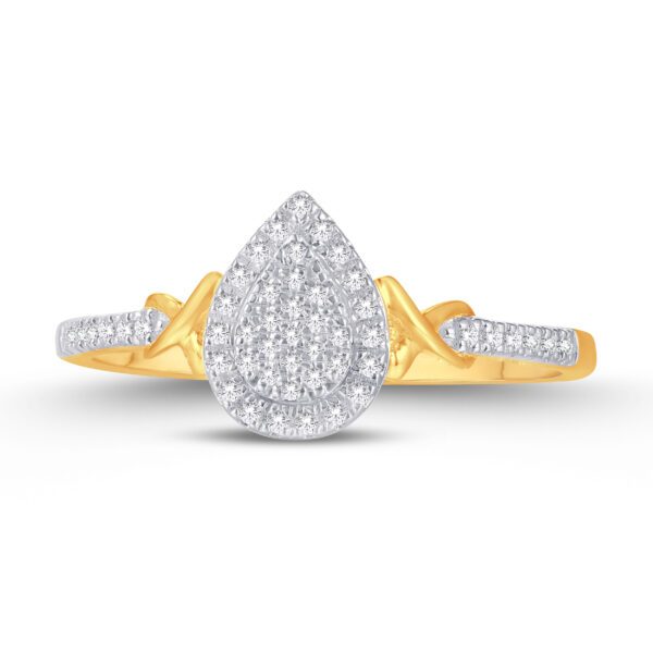 10 Karat Yellow Gold 0.11 Carat Diamond Pear Ladies Ring - Image 4