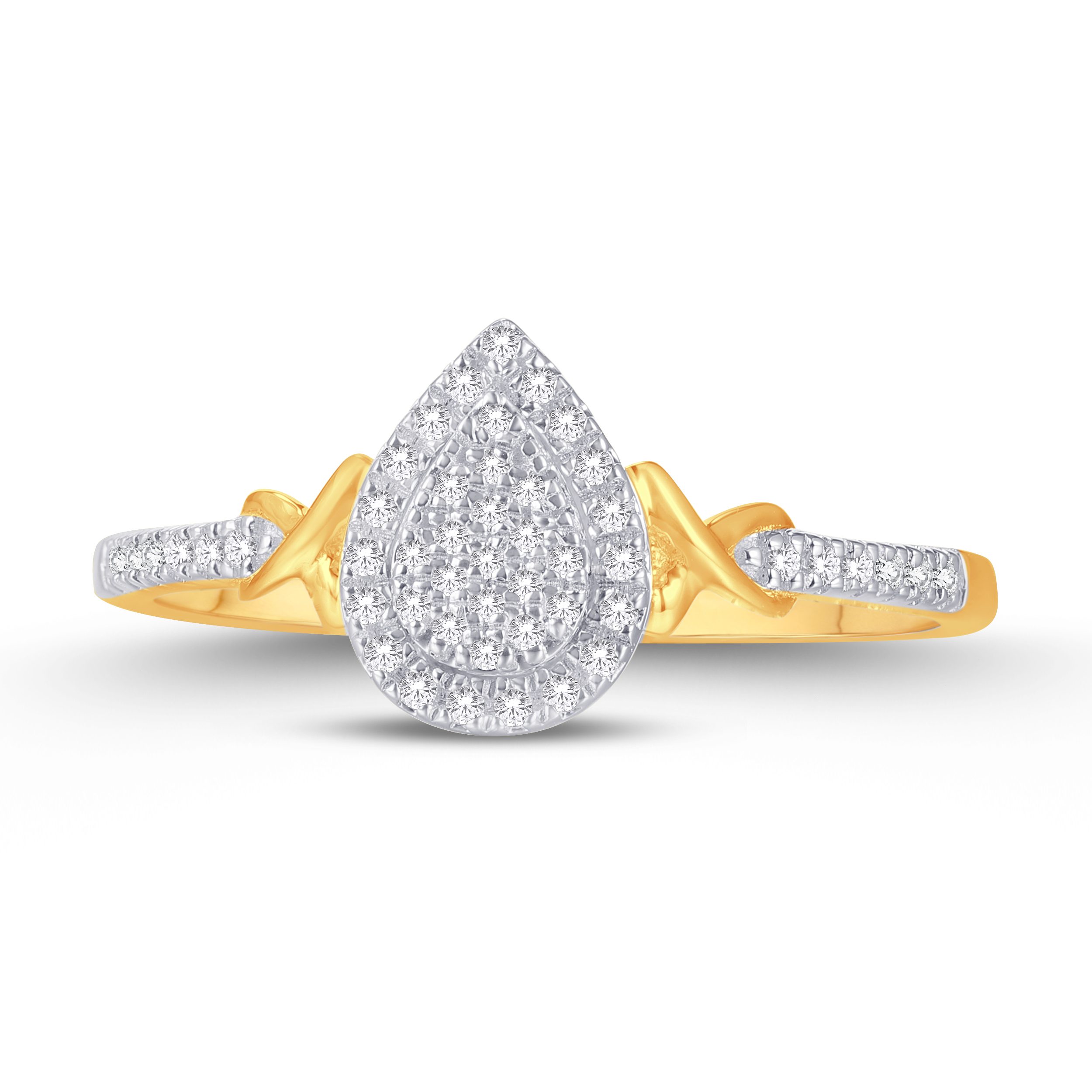 10 Karat Yellow Gold 0.11 Carat Diamond Pear Ladies Ring - Image 4