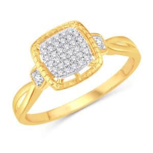 10 Karat Yellow Gold 0.12 Carat Diamond Cushion Ladies Ring