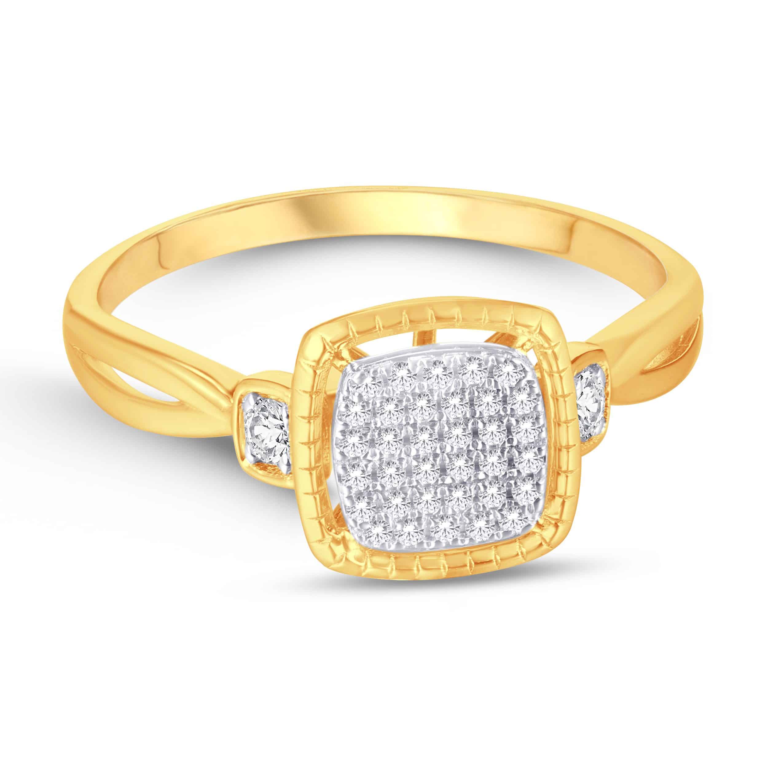 10 Karat Yellow Gold 0.12 Carat Diamond Cushion Ladies Ring - Image 5