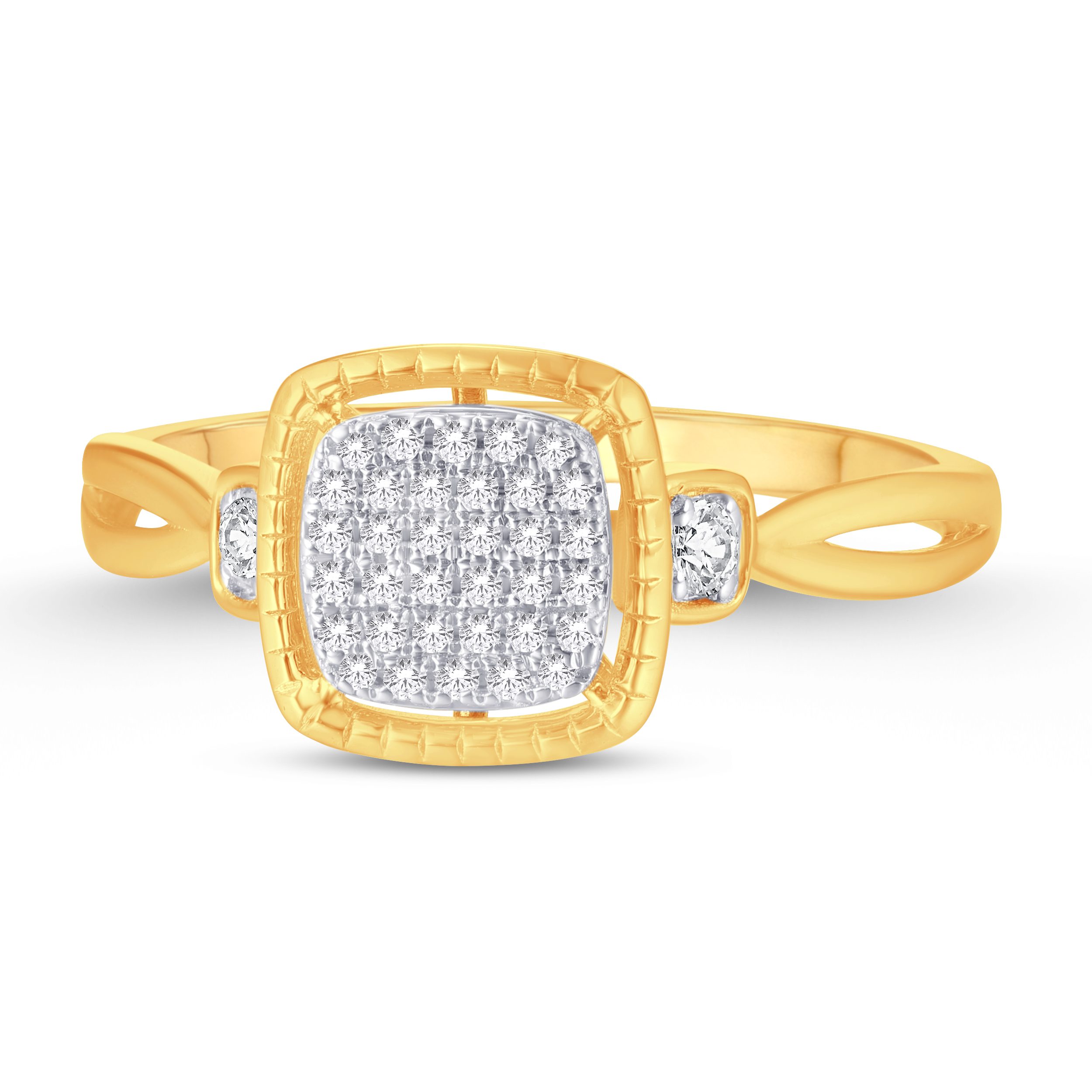 10 Karat Yellow Gold 0.12 Carat Diamond Cushion Ladies Ring - Image 4