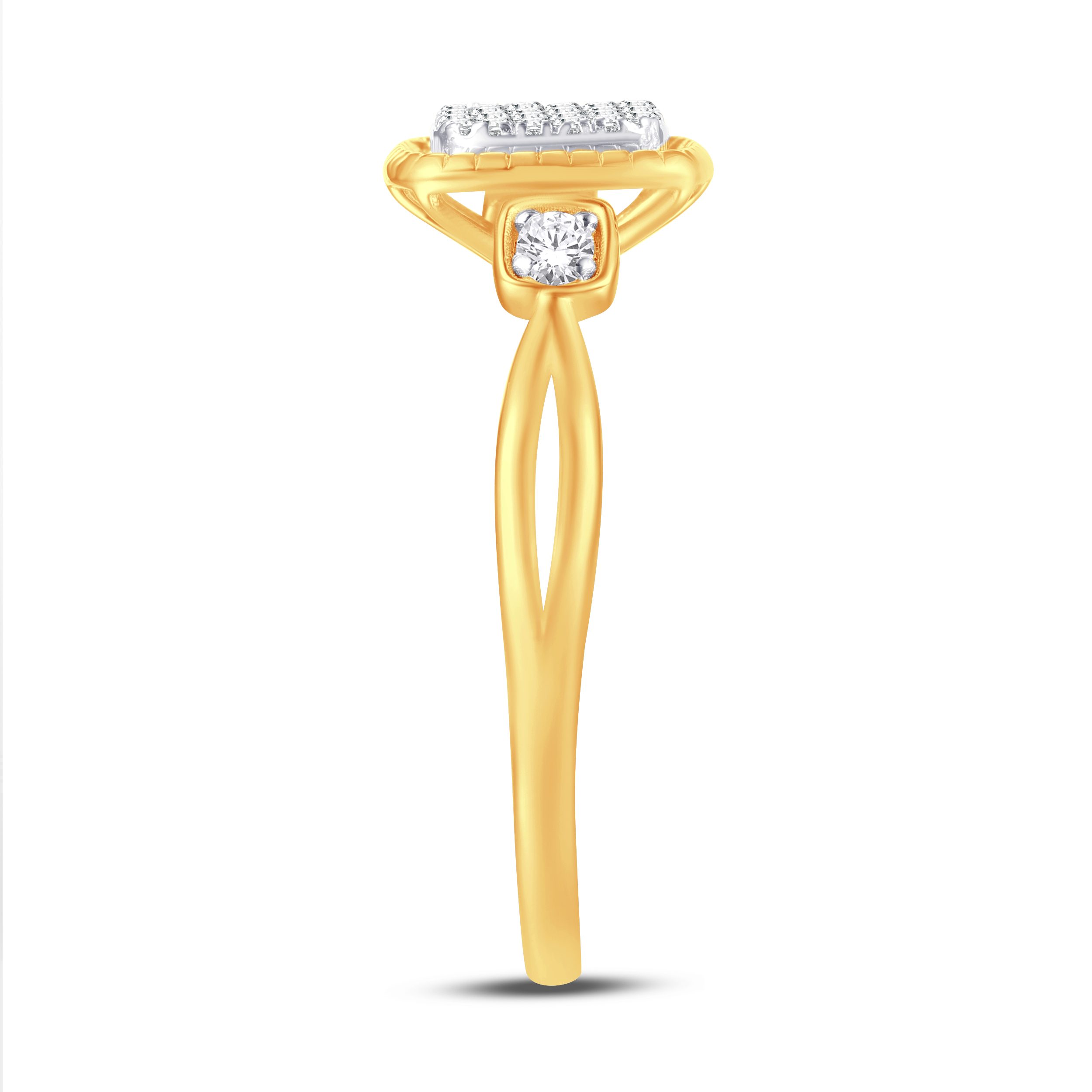 10 Karat Yellow Gold 0.12 Carat Diamond Cushion Ladies Ring - Image 3
