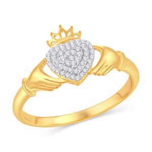 10 Karat Yellow Gold 0.10 Carat Diamond Heart Ladies Ring