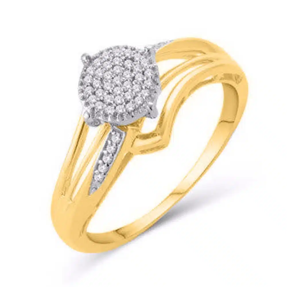 10 Karat Yellow Gold 0.07 Carat Diamond Round Ladies Ring