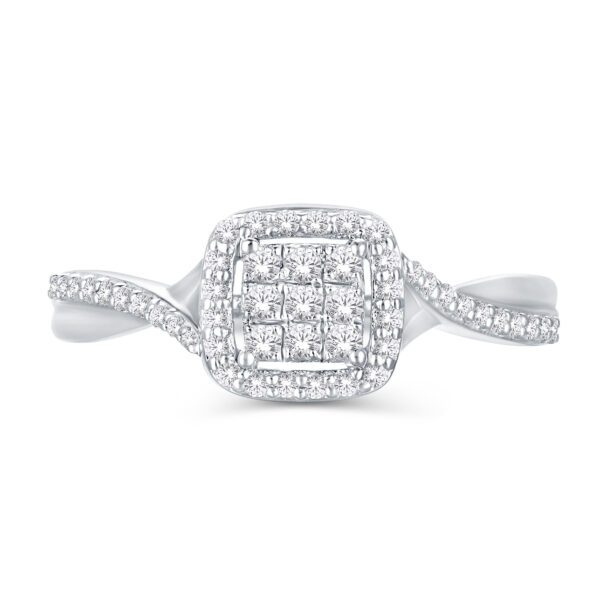 10 Karat White Gold and Yellow Gold 0.20 Carat Diamond Bypass Ladies Ring - Image 4