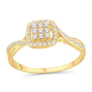 10 Karat White Gold and Yellow Gold 0.20 Carat Diamond Bypass Ladies Ring