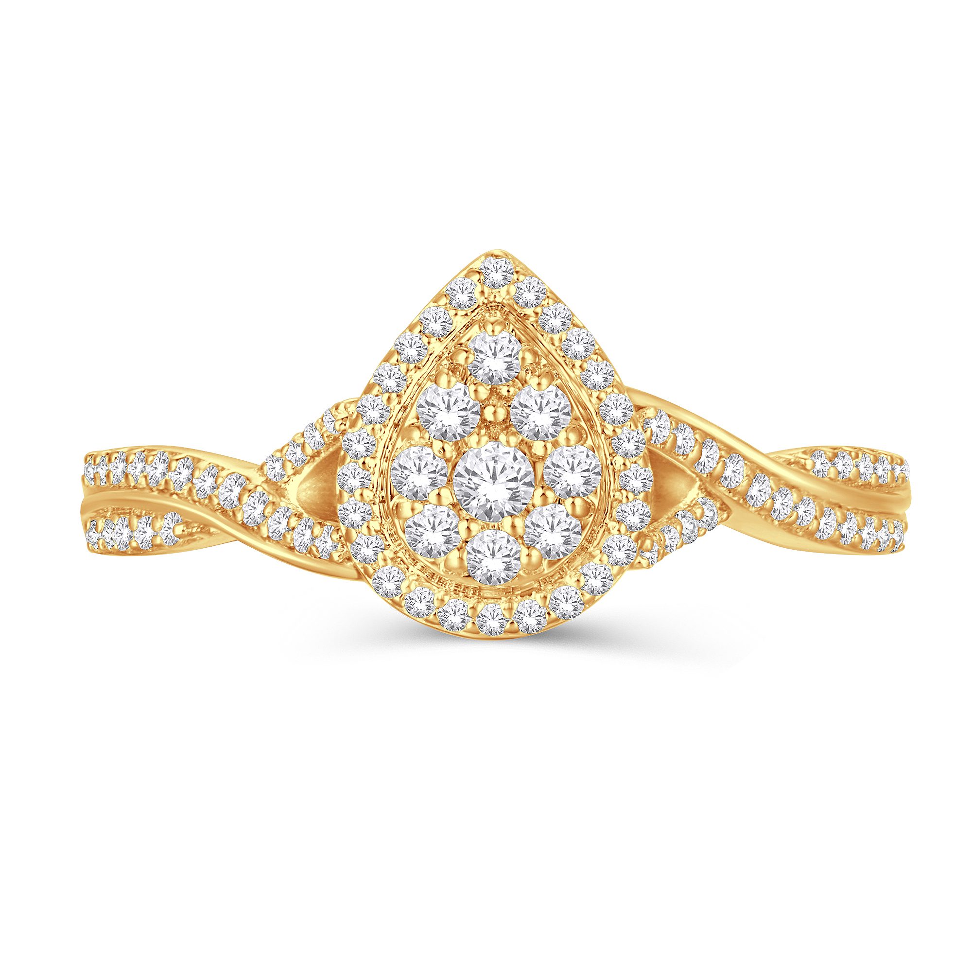 10 Karat Yellow Gold 0.25 Carat Diamond Pear Ladies Ring - Image 2