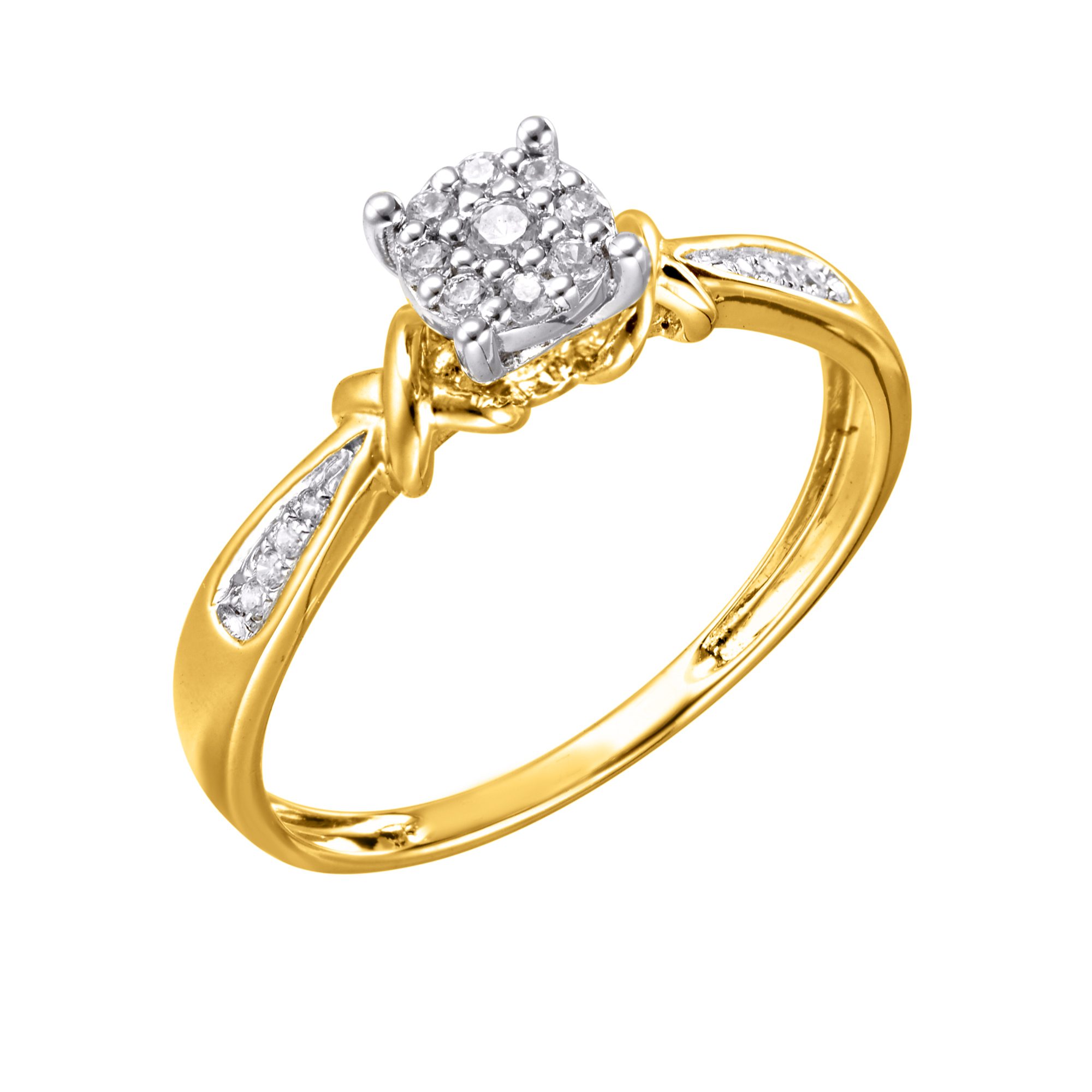 10 Karat Yellow Gold 0.10 Carat Diamond Round Ladies Ring - Image 6