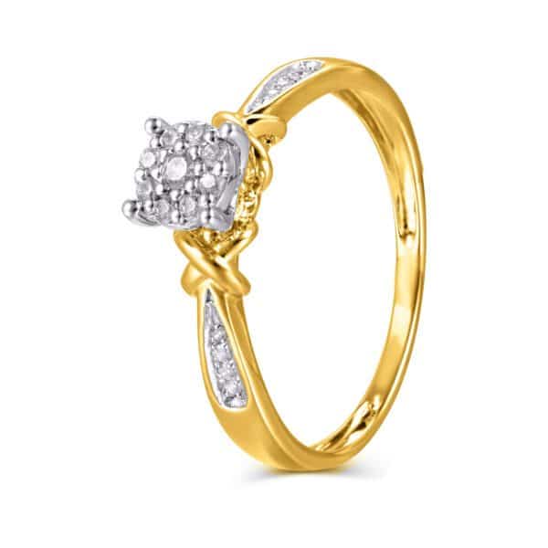 10 Karat Yellow Gold 0.10 Carat Diamond Round Ladies Ring