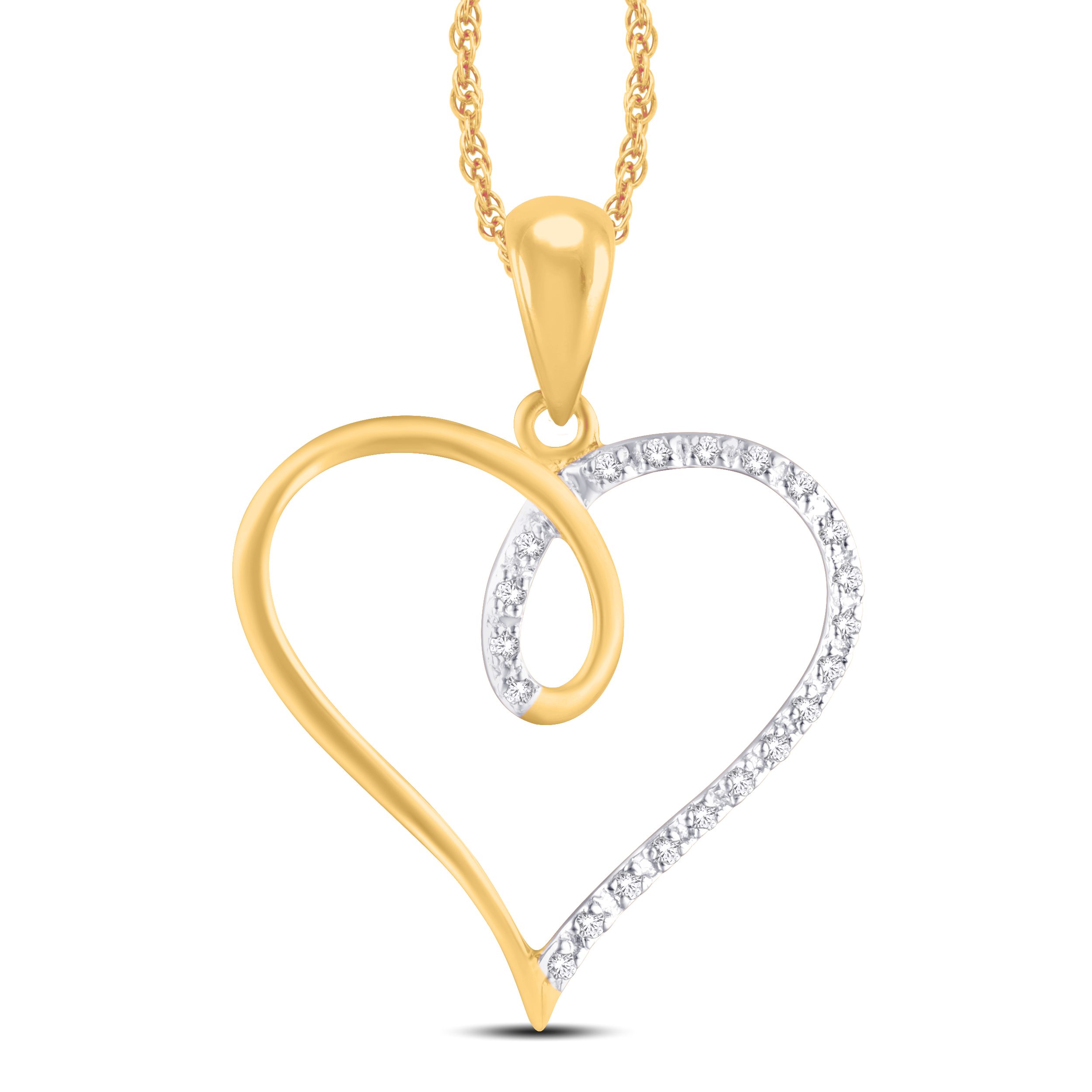 10 Karat Yellow Gold 0.05 Carat Diamond Heart Pendant