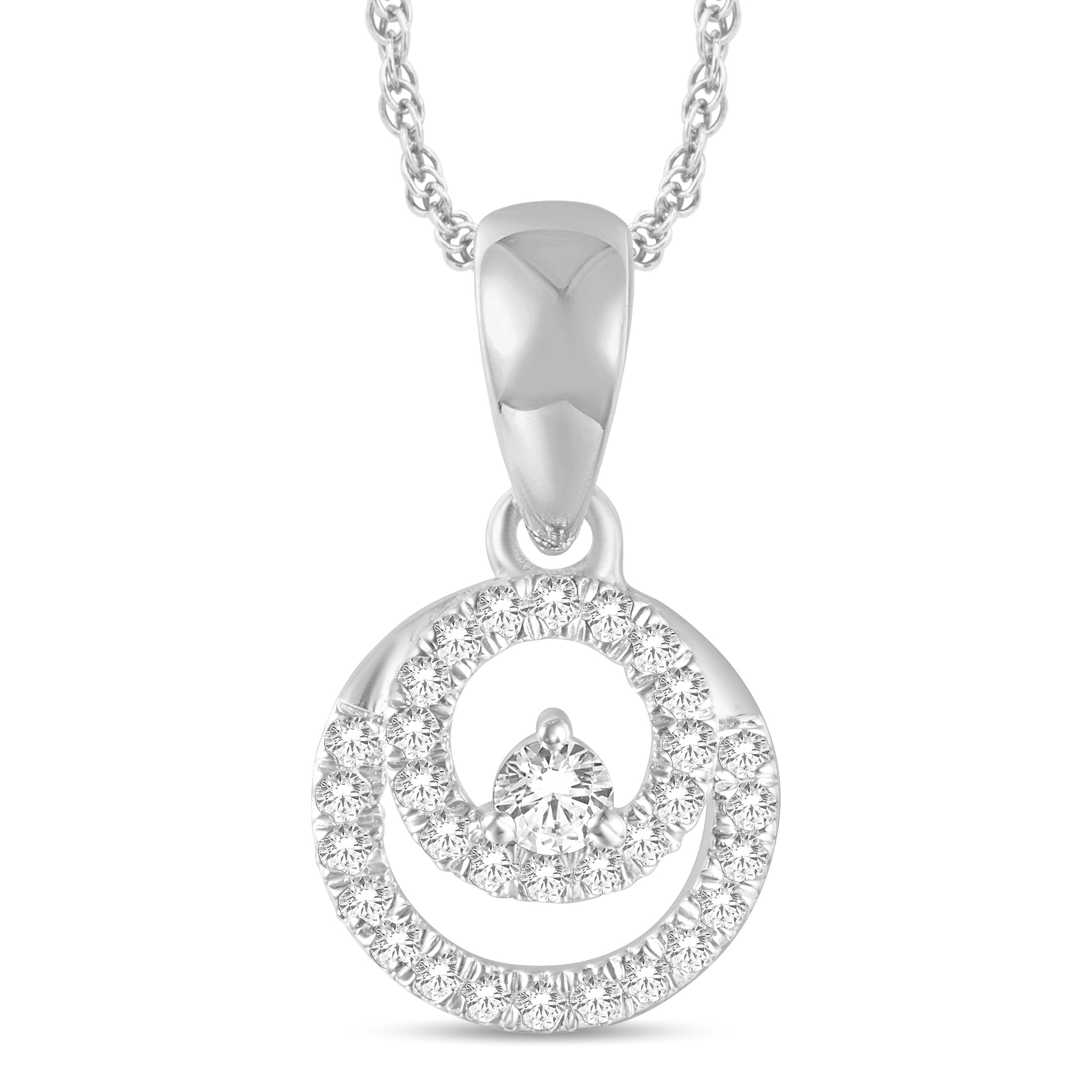 10 Karat White Gold 0.13 Carat Diamond Round Pendant