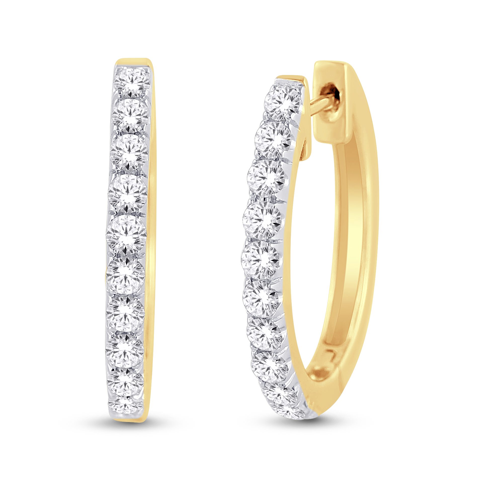 10 Karat Yellow Gold 0.25 Carat Diamond Classic Hoops