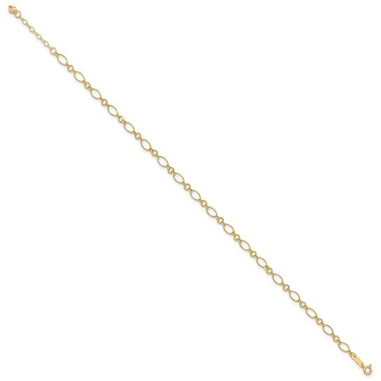 14k Fancy Link 9in with 1in ext Anklet - Image 6