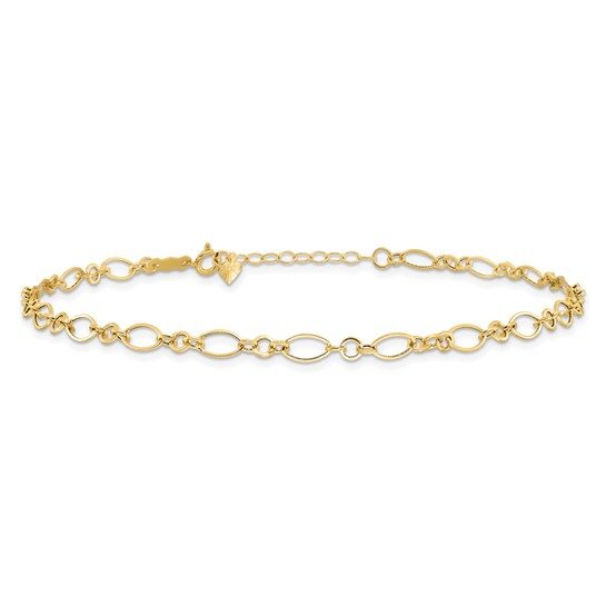 14k Fancy Link 9in with 1in ext Anklet - Image 5