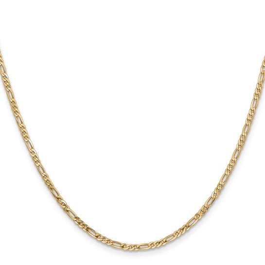 14K 16 inch 2.25mm Flat Figaro with Lobster Clasp Chain - Image 3