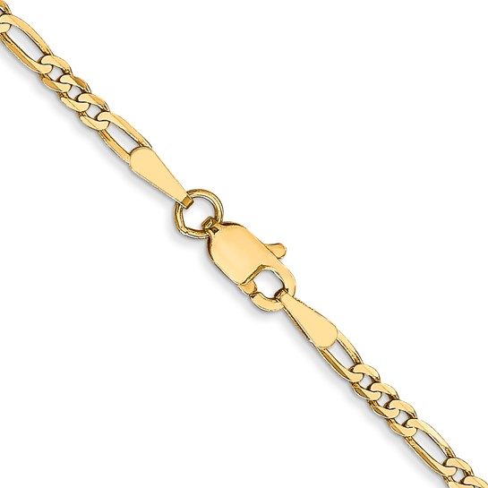 14K 16 inch 2.25mm Flat Figaro with Lobster Clasp Chain - Image 4
