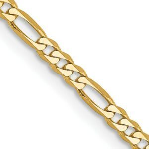 14K 16 inch 2.25mm Flat Figaro with Lobster Clasp Chain