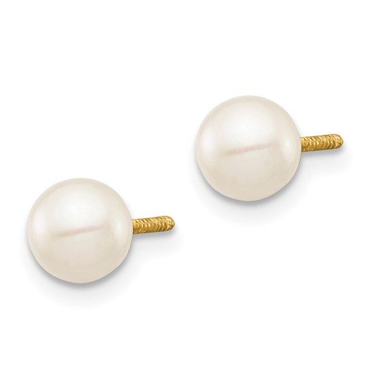 14k Madi K 5-6mm White Near Round Freshwater Cultured Pearl Post Earrings - Image 5