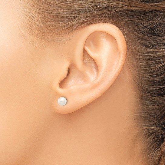 14k Madi K 5-6mm White Near Round Freshwater Cultured Pearl Post Earrings - Image 4