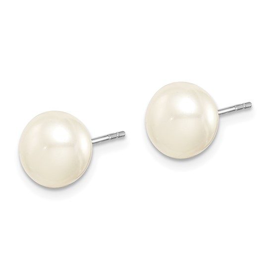 Sterling Silver Rhodium 8-9mm FWC Pearl Button Stud Earring Set - Image 7