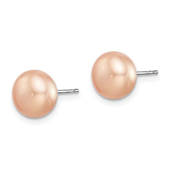 Sterling Silver Rhodium 8-9mm FWC Pearl Button Stud Earring Set - Image 6