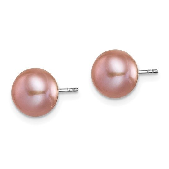 Sterling Silver Rhodium 8-9mm FWC Pearl Button Stud Earring Set - Image 5