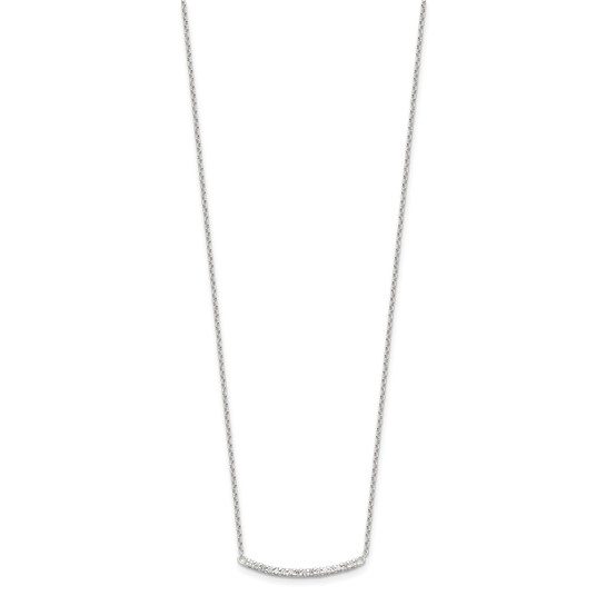 Sterling Silver CZ 18in Curved Bar Necklace - Image 5