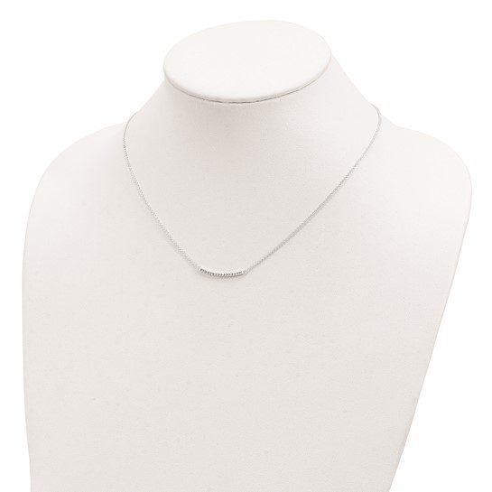 Sterling Silver CZ 18in Curved Bar Necklace - Image 4