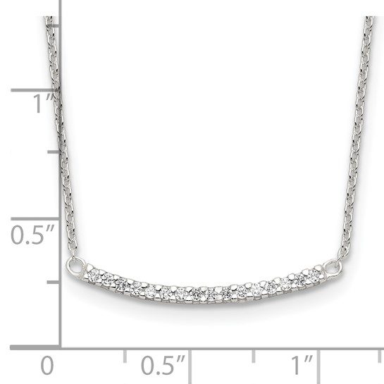 Sterling Silver CZ 18in Curved Bar Necklace - Image 3