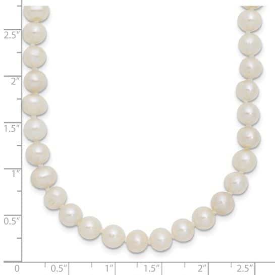 Sterling Silver Rhodium 6-7mm White Freshwater Cultured Pearl Necklace - Image 3