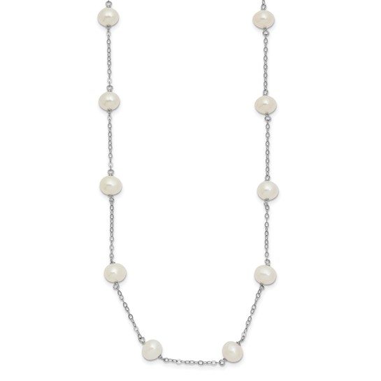 Sterling Silver Rh-plated Fresh Water Cultured Pearl Necklace - Image 5