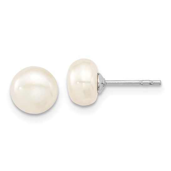 Sterling Silver Rhodium-plated FWC Pearl Necklace/Stud Earring Set - Image 8