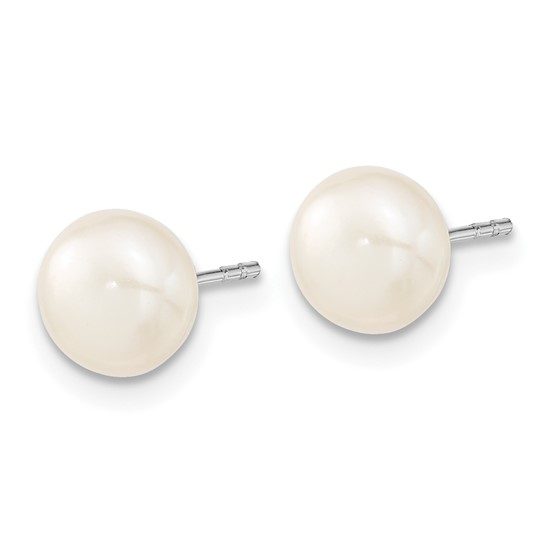 Sterling Silver Rhodium-plated FWC Pearl Necklace/Stud Earring Set - Image 5