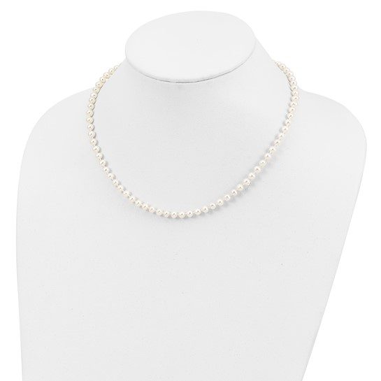 Sterling Silver Rhodium 4-5mm White FWC Pearl Necklace - Image 7