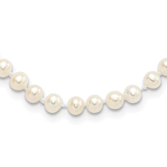 Sterling Silver Rhodium 4-5mm White FWC Pearl Necklace - Image 2