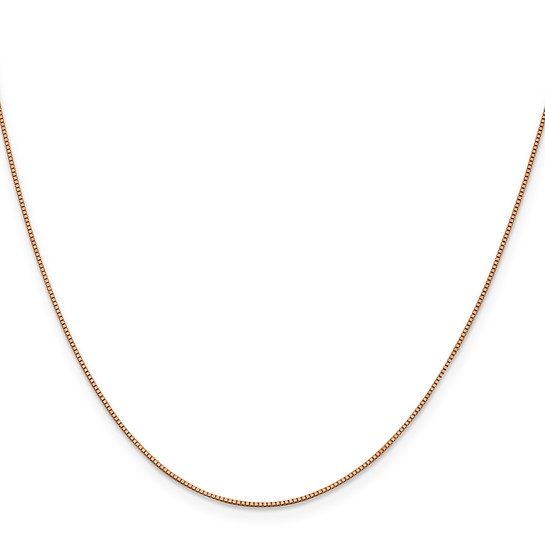 14K Rose Gold 16 inch .7mm Box Link with Lobster Clasp Chain - Image 3
